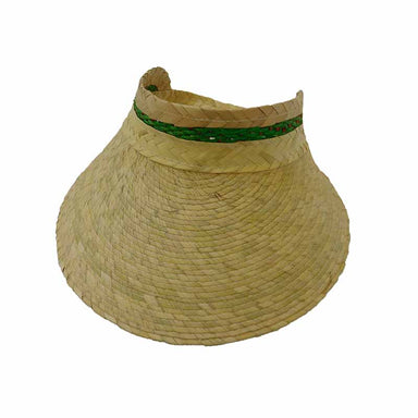 Petite Palm Straw Wide Brim Sun Visor - Texas Gold Hats Visor Cap Texas Gold Hats jr7316g Green  