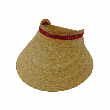 Petite Palm Straw Wide Brim Sun Visor - Texas Gold Hats Visor Cap Texas Gold Hats jr7316r Red