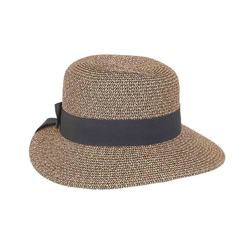 Petite Asymmetrical Brim Sun Hat - Sunny Dayz Black Tweed / Small (54 cm)