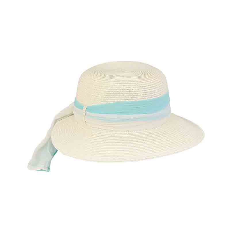 Petite Asymmetrical Brim Hat with Multitone Sash - Sunny Dayz Hat Wide Brim Hat Sun N Sand Hats HK215B Blue Small (55 cm) 