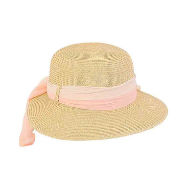 Petite Asymmetrical Brim Hat with Multitone Sash - Sunny Dayz Hat Wide Brim Hat Sun N Sand Hats HK215A Rose Small (55 cm) 