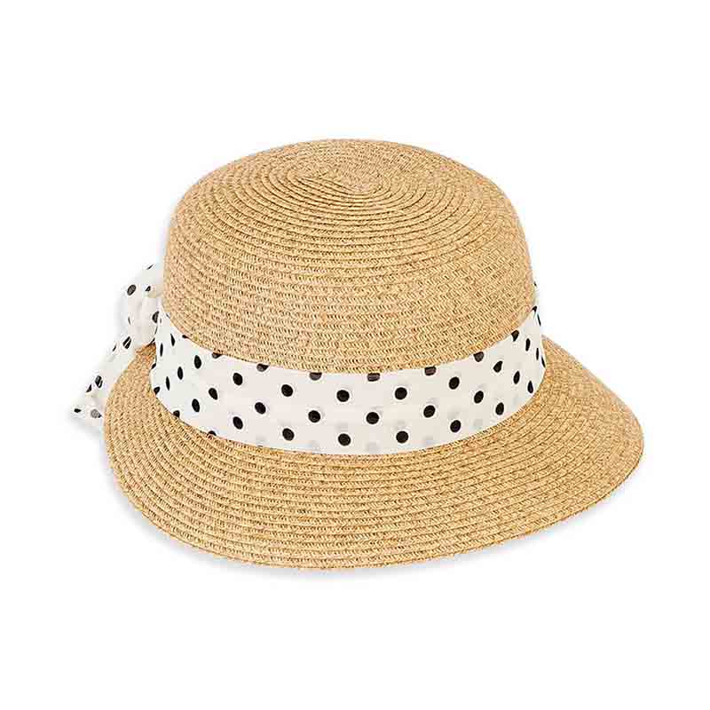 Petite Asymmetrical Brim Hat with Polka Dot Sash - Sunny Dayz Hat ...
