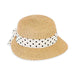 Petite Asymmetrical Brim Hat with Polka Dot Sash - Sunny Dayz Hat, Wide Brim Hat - SetarTrading Hats 