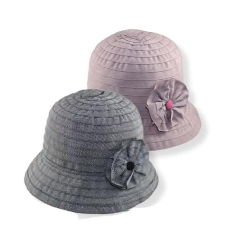 Petite Ribbon Cloche Hat with Flower - JSA Hats Cloche Jeanne Simmons    