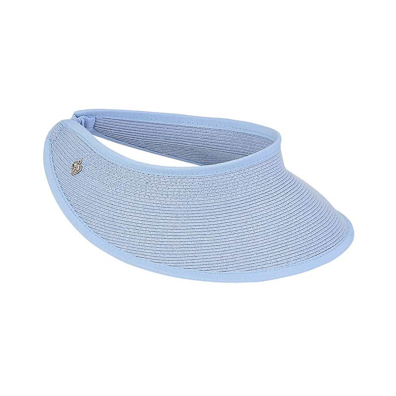 Petite Straw Sun Visor with Elastic Closure - Sunny Dayz™ Visor Cap Sun N Sand Hats HK226 Blue  