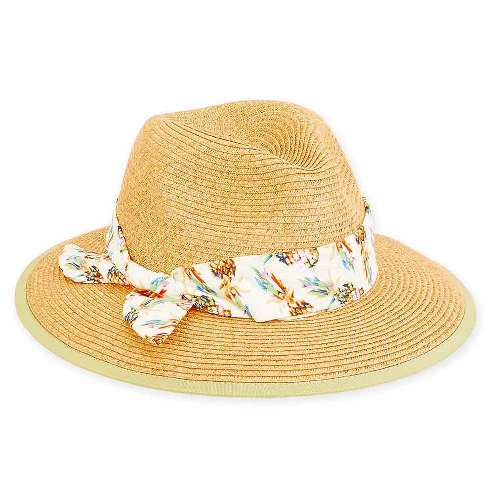 Petite Straw Safari Hat with Cotton Band - Sunny Dayz™ Safari Hat Sun N Sand Hats HK293B Pineapple Small (54 cm) 