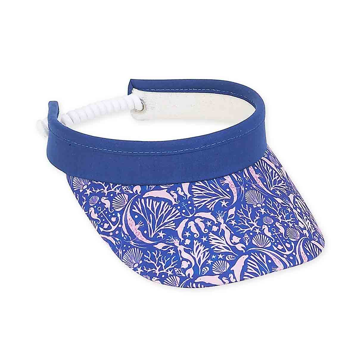 Petite Sun Visor with Coil Closure Mermaid Print - Sunny