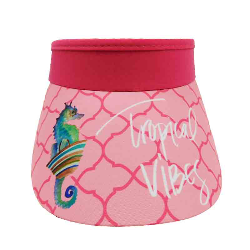 Pink Sea Horse Cotton Sun Visor with Coil - Sun 'N' Sand Hats Visor Cap Sun N Sand Hats    