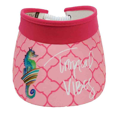Pink Sea Horse Cotton Sun Visor with Coil - Sun 'N' Sand Hats Visor Cap Sun N Sand Hats HH2249A Pink  