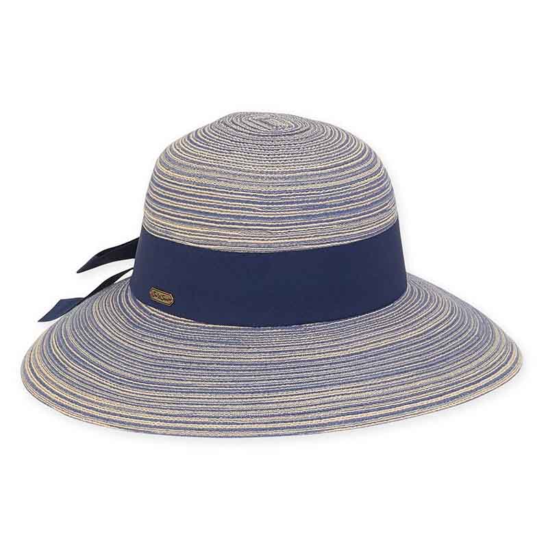 Multitone Polybraid Big Brim Sun Hat - Sun 'N' Sand Hats Wide Brim Hat Sun N Sand Hats HH2388C Blue Mix Medium (57 cm) 