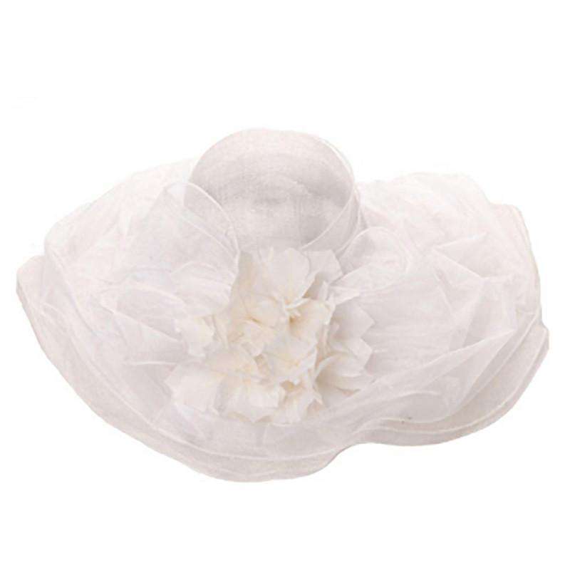 Layered Sinamay and Organza Derby Hat Dress Hat Something Special Hat PT7703WH White  