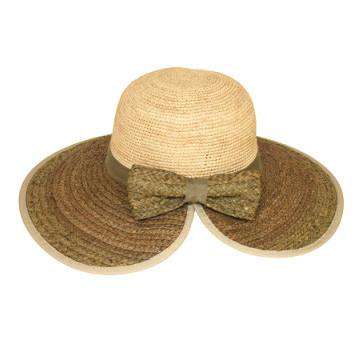 Two Tone Raffia Beach Hat with Bow Wide Brim Hat Something Special LA    