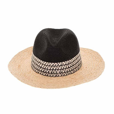Two Tone Straw Brim Safari Hat with Black Crown - Boardwalk Style Safari Hat Boardwalk Style Hats da8090 Black Medium (57 cm) 