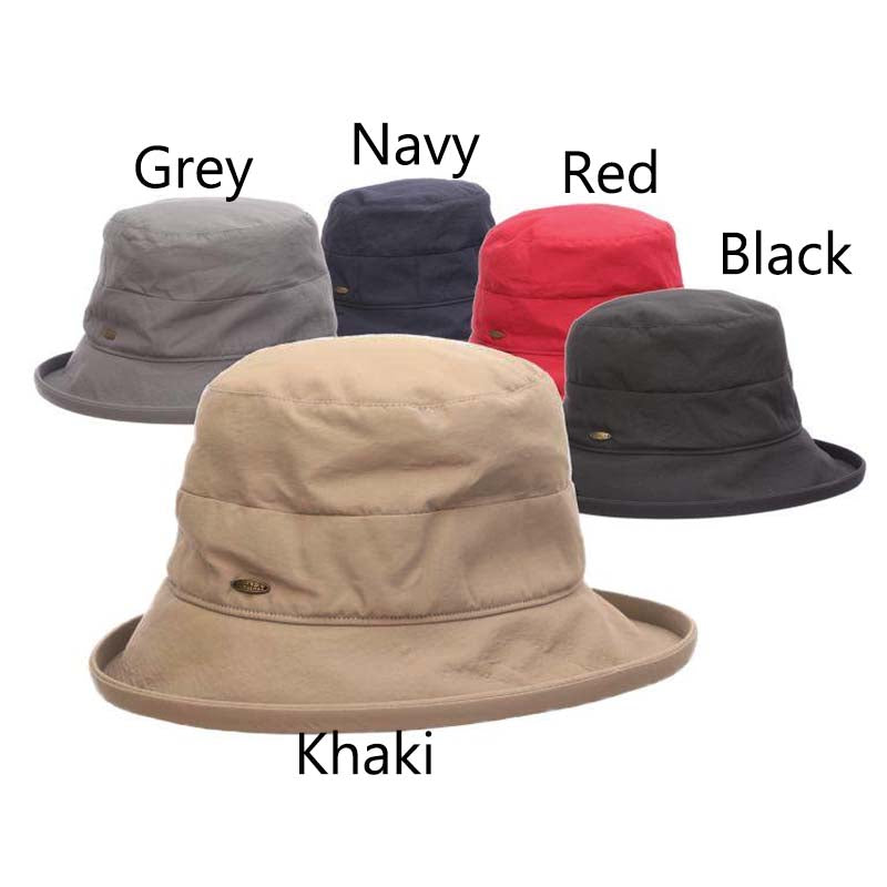 Up Brim Ladies Rain Hat - Scala Collezione Hat Kettle Brim Hat Scala Hats LW750-KH Khaki OS 