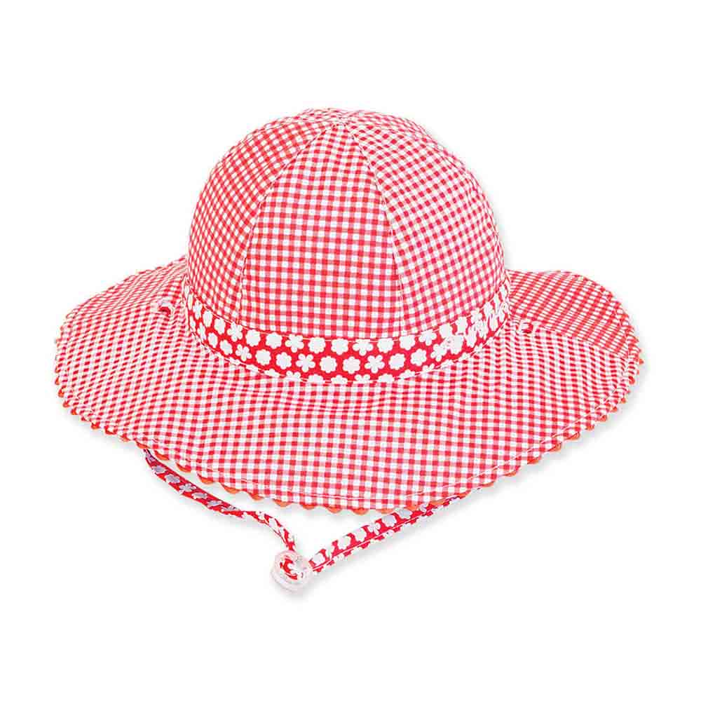 Petite Reversible Red Checkered Cotton Sun Hat - Sunny Dayz Hat, Bucket Hat - SetarTrading Hats 
