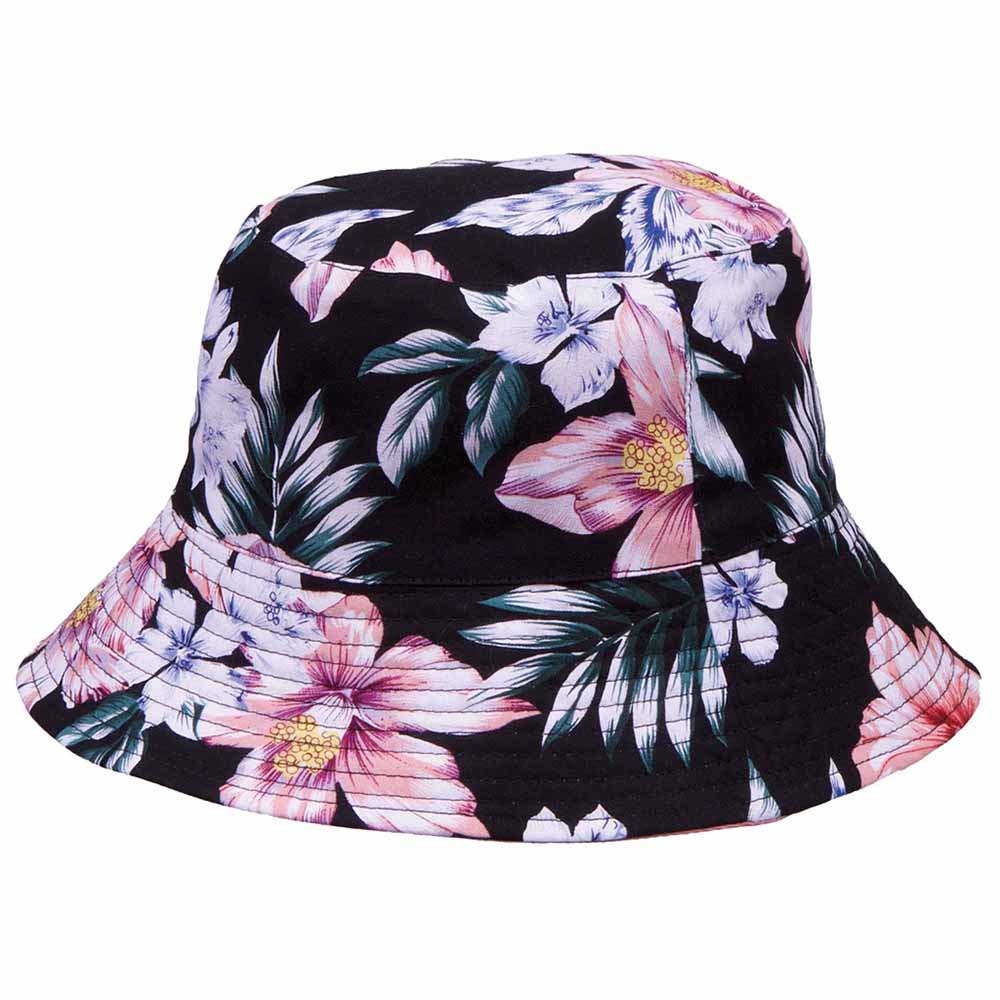 Reversible Floral Print-Solid Color Bucket Hat, S-XL Sizes - Karen Keith Hats Bucket Hat Great hats by Karen Keith CH98Dm Pink Floral S/M (56-57 cm) 