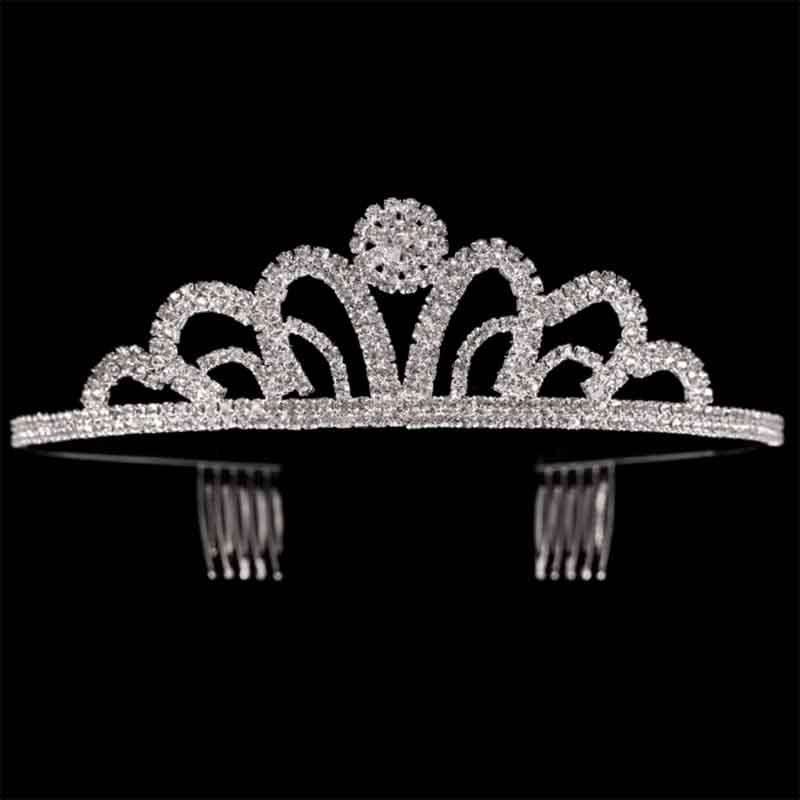 Rhinestones Wave and Circle Tiara Ornament - Gold and Silver Headband Something Special LA hty8763S Silver  