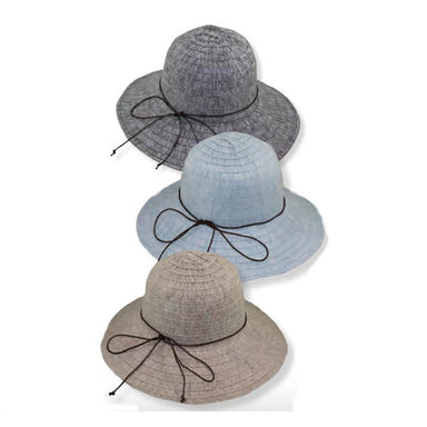 Crushable Denim Ribbon Bucket Hat - Bohemian Fashion, Cloche - SetarTrading Hats 