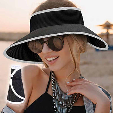 Xysaqa Sun Visor Hats for Women Wide Brimmed Straw Bow Sun Hat Ponytail  Adjusting Summer Outdoor Beach Hat Sun Protection Travel Hat 