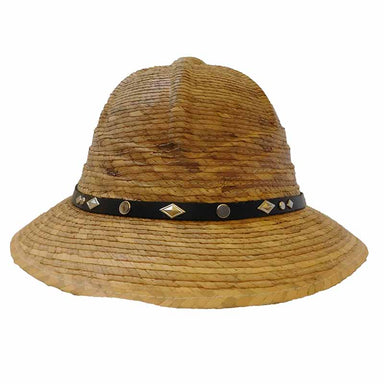 Palm Leaf Safari Pith Helmet - Texas Gold Hats Safari Hat Texas Gold Hats jr7313-3 Black Pinned Band L/XL (58-60 cm) 