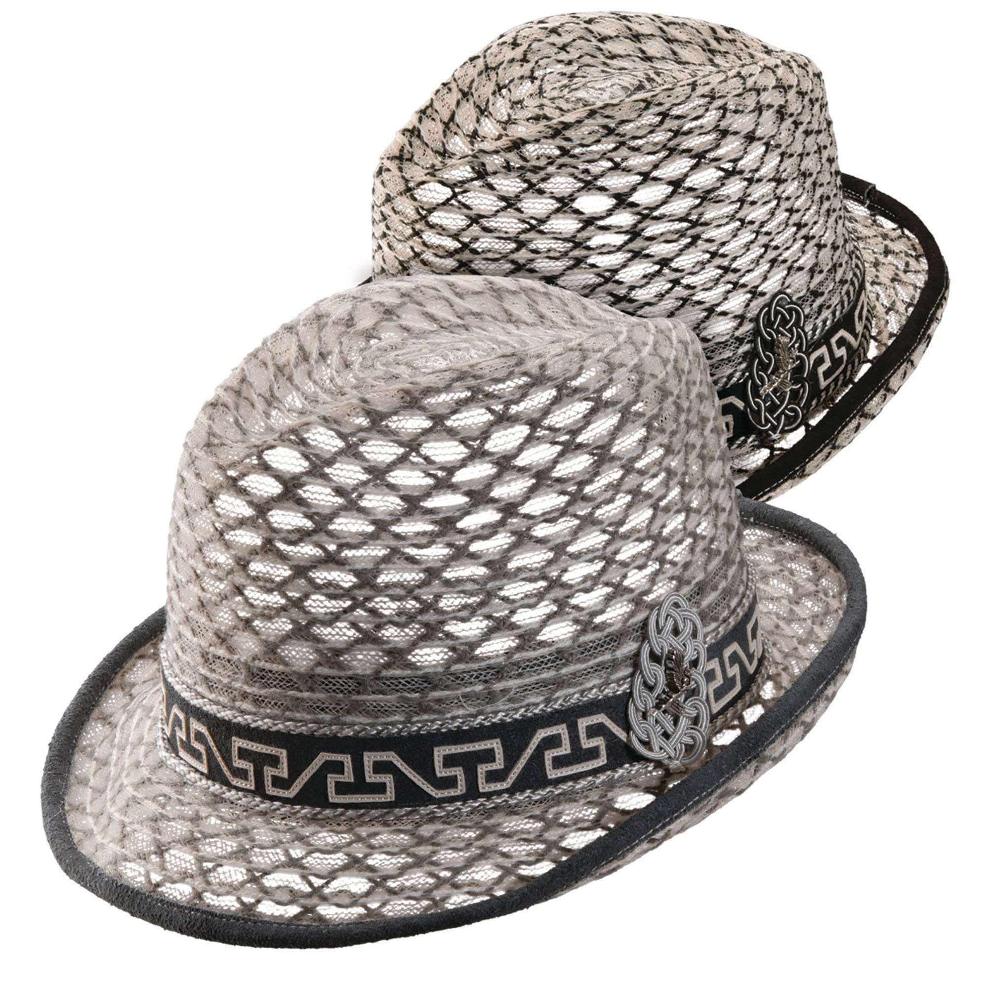 Carlos Santana Threaded Braid Fedora Hat Fedora Hat Santana Hats MSsan132M Black and White M 