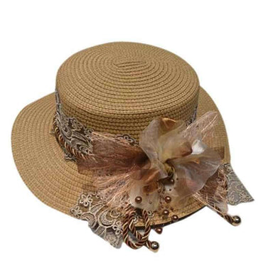 Vintage Inspired Straw Boater Hat Bolero Hat 818 sb93414br Brown  