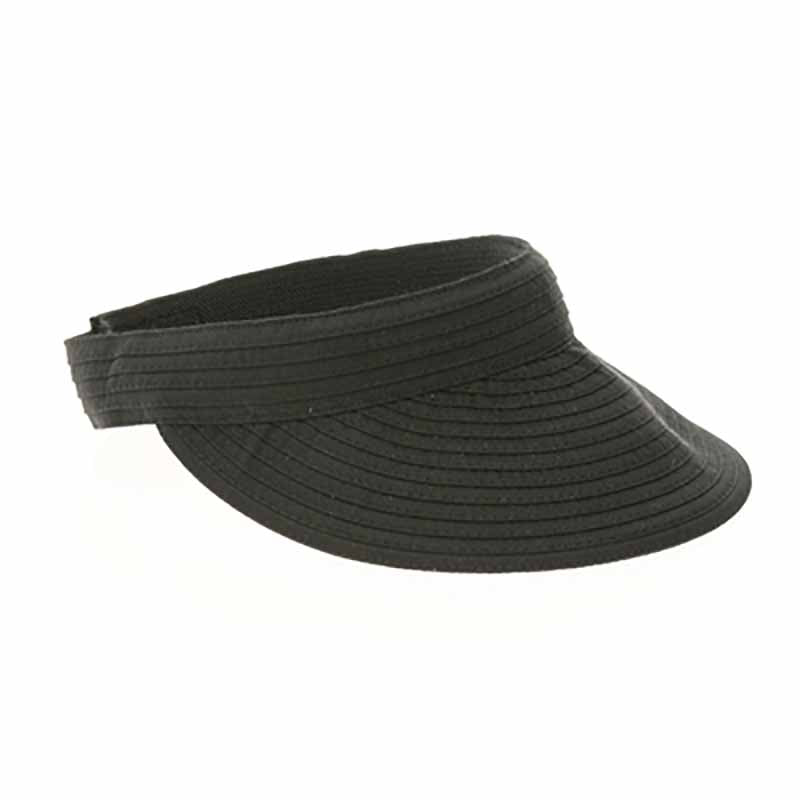 Sewn Ribbon Sun Visor - Boardwalk Style Visor Cap Boardwalk Style Hats da1826bk Black  