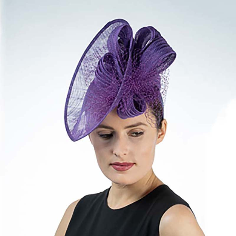 Purple Sideswept Sinamay Fascinator Headband - KaKyCO, Fascinator - SetarTrading Hats 