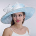 Sky Blue and Silver Eyelet Bow Tie Turned Up Brim Sinamay Hat - KaKyCO Dress Hat KaKyCO    