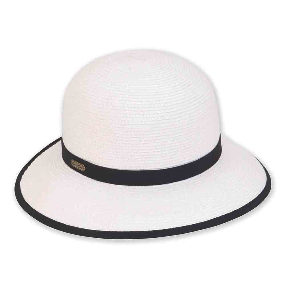 Small Brim Backless Facesaver Hat - Sun 'N' Sand Hats Facesaver Hat Sun N Sand Hats HH1806F White / Black Medium (57 cm) 