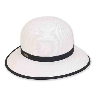 Small Brim Backless Facesaver Hat - Sun 'N' Sand Hats Facesaver Hat Sun N Sand Hats HH1806F White / Black OS (57 cm) 