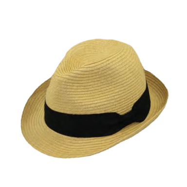Small Heads Straw Fedora Hat with Black Band - Jeanne Simmons Hats Fedora Hat Jeanne Simmons Accessories js1239-TAN Tan XS (55 cm)