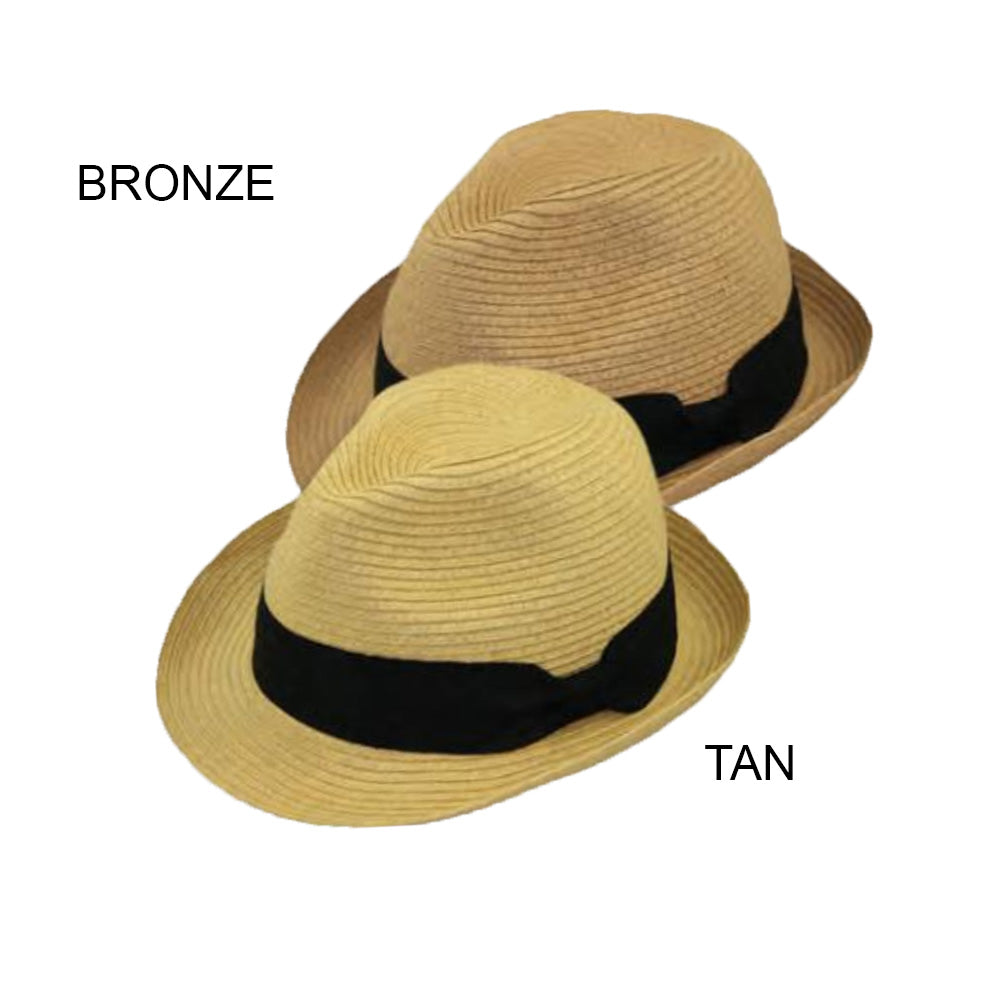 Small Heads Straw Fedora Hat with Black Band - Jeanne  display picture 2