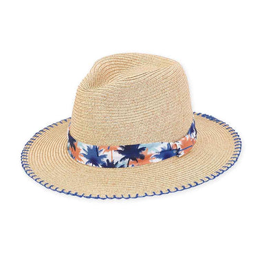 Small Heads Straw Safari Hat with Palm Tree Band - Sunny Dayz™ Safari Hat Sun N Sand Hats HK325 Natural Small (54 cm) 