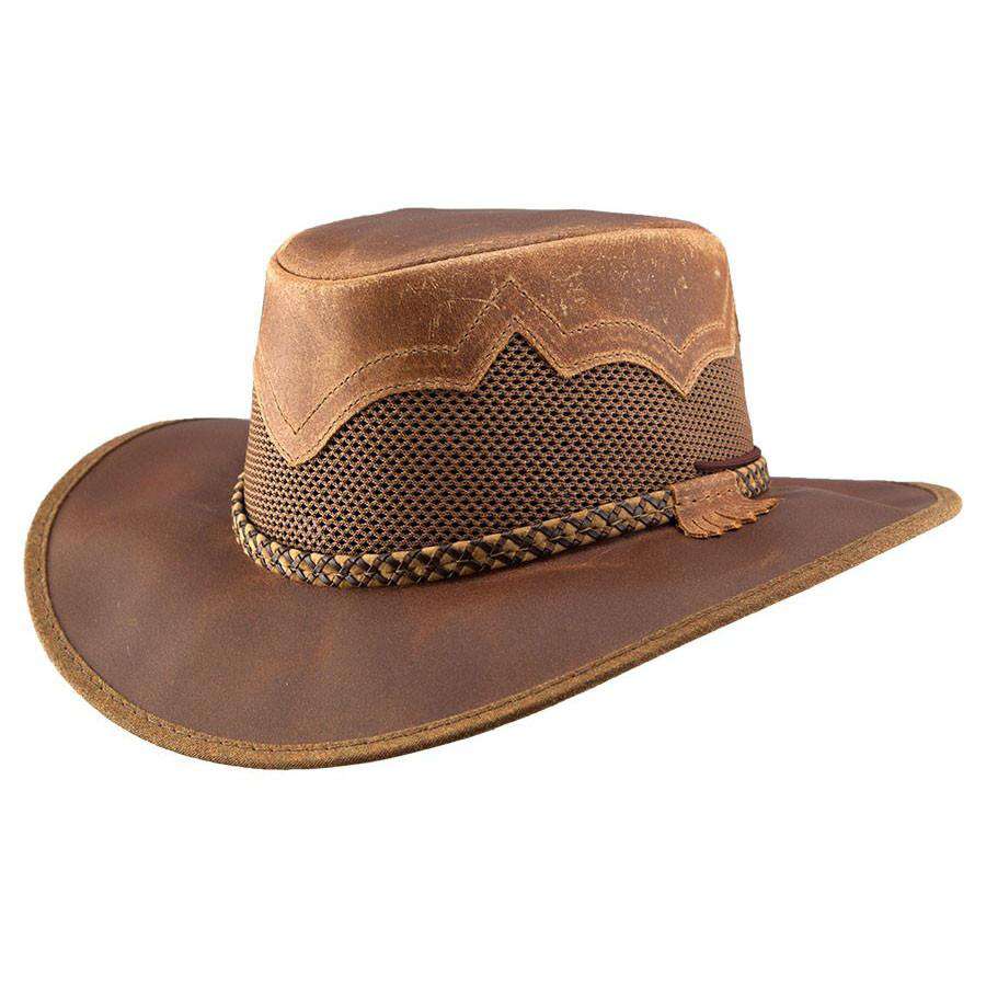 Head'n Home Sirocco Outback Leather Hat up to 3XL - Bomber Brown Safari Hat Head'N'Home Hats MSsiroccoBNM Brown Medium 