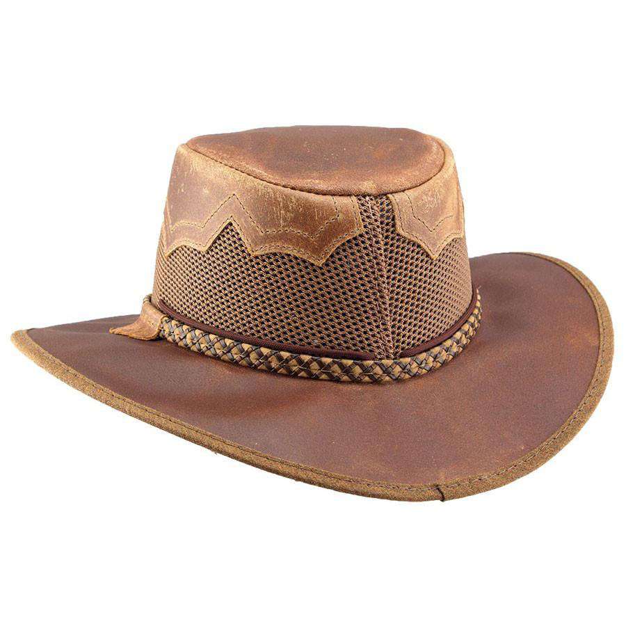 Head'n Home Sirocco Outback Leather Hat up to 3XL - Bomber Brown Safari Hat Head'N'Home Hats    
