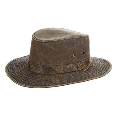 Weathered Cotton Tiller Hat - Legendary Stetson Hats Safari Hat Stetson Hats stc336bnm Brown Medium 