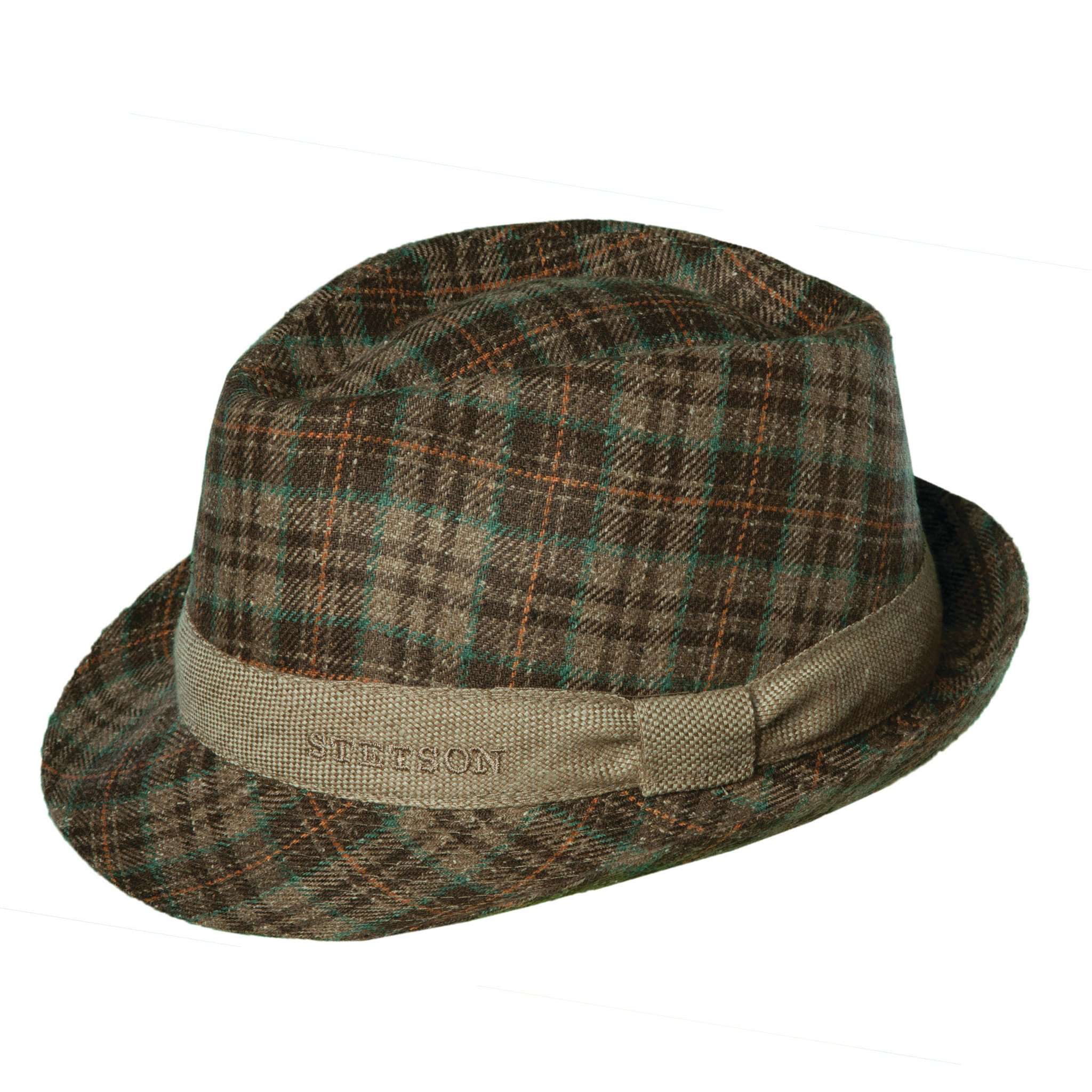 Taylor Silk Plaid Fedora Hat - Stetson® Hats Fedora Hat Stetson Hats MWstc85BNL Brown L 