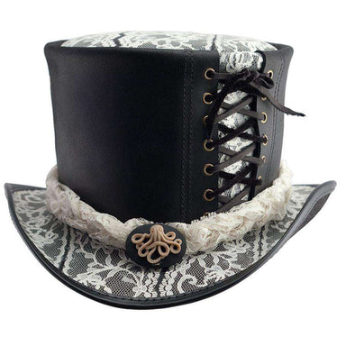 Havisham Leather Steampunk Top Hat, Black - Steampunk Hatter Top Hat Head'N'Home Hats havishamBKL Black L (23 - 23 1/2") 