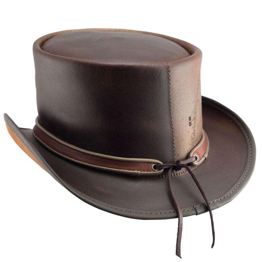 Kraken Leather Steampunk Top Hat - Brown, Top Hat - SetarTrading Hats 