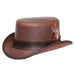 Stoker Leather Top Hat with Feather, Brown - Steampunk Hatter Top Hat Head'N'Home Hats stokerbns Brown Small 