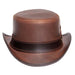 Stoker Leather Top Hat with Feather, Brown - Steampunk Hatter, Top Hat - SetarTrading Hats 