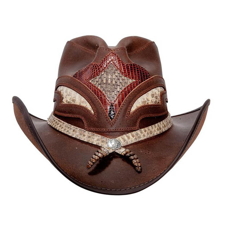 Storm Leather Cowboy Hat with Rattlesnake Skin Band up to 3XL - Double G Hat, USA, Cowboy Hat - SetarTrading Hats 