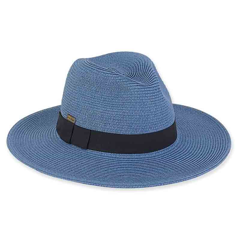 Wide Brim Straw Safari Hat with Black Band - Sun 'N' Sand Hats Safari Hat Sun N Sand Hats HH1418G Blue Medium (57 cm) 
