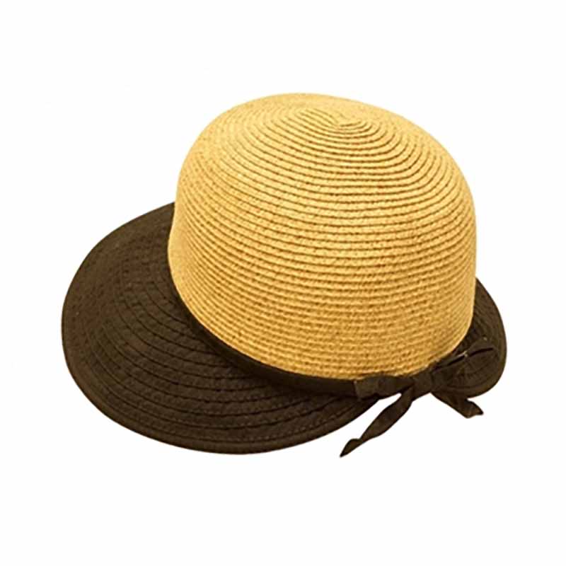 Ribbon and Straw Facesaver Hat - Boardwalk Style Facesaver Hat Boardwalk Style Hats da685bk Black Medium (57 cm) 