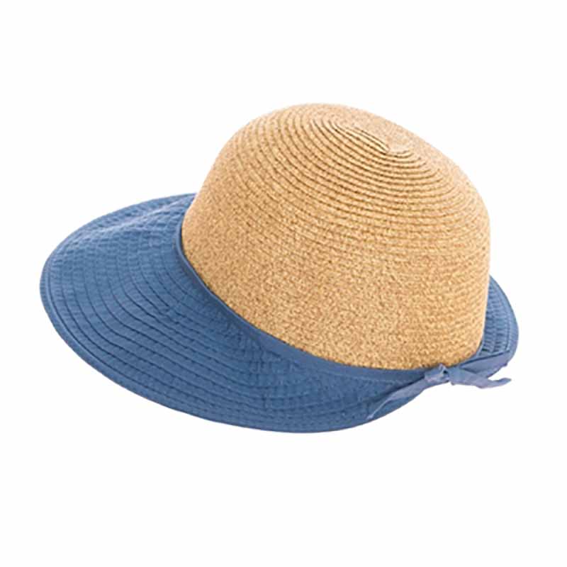 Ribbon and Straw Facesaver Hat - Boardwalk Style Facesaver Hat Boardwalk Style Hats da685bl Blue Medium (57 cm) 