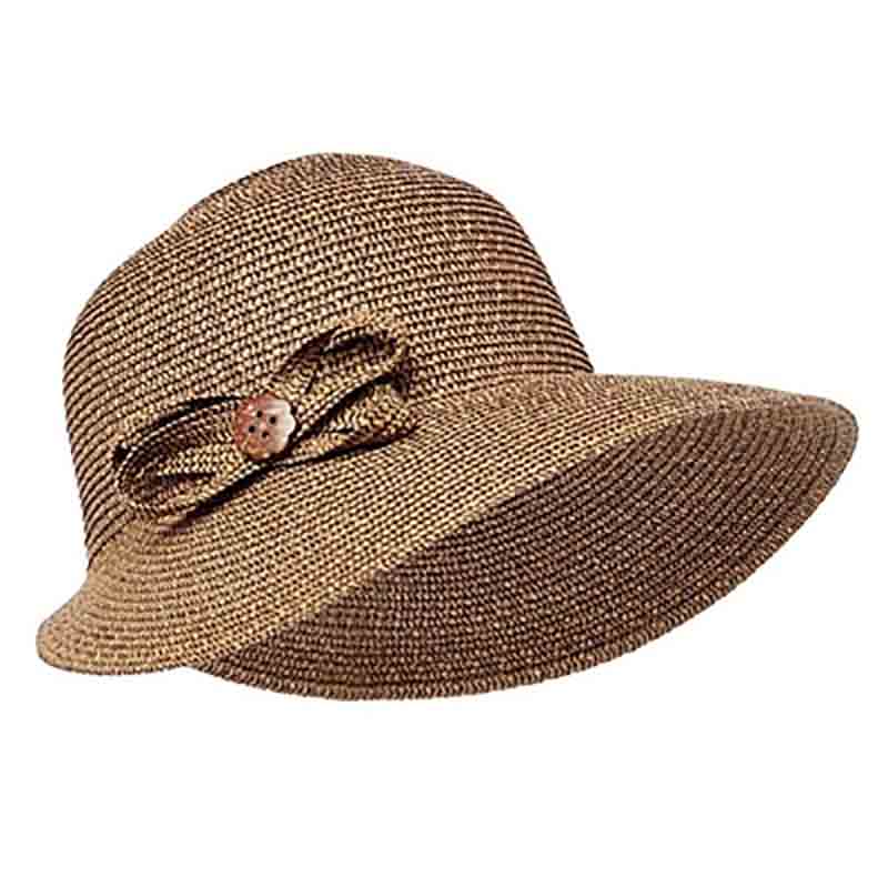 Ribbon and Straw Facesaver Hat - Boardwalk Style Women's Golf Hats Blue / Medium (57 cm)