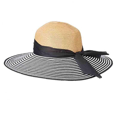Striped Wide Brim Summer Floppy Hat - Red and Navy Wide Brim Sun Hat Boardwalk Style Hats    