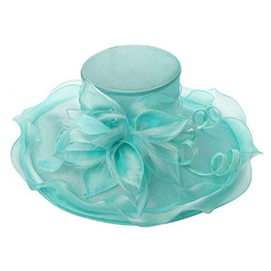 Curly Satin Ribbon Organza Hat Dress Hat Something Special Hat SW2721MT Mint  