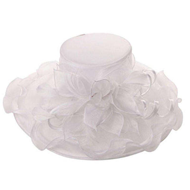 Curly Satin Ribbon Organza Hat Dress Hat Something Special Hat SW2721WH White  